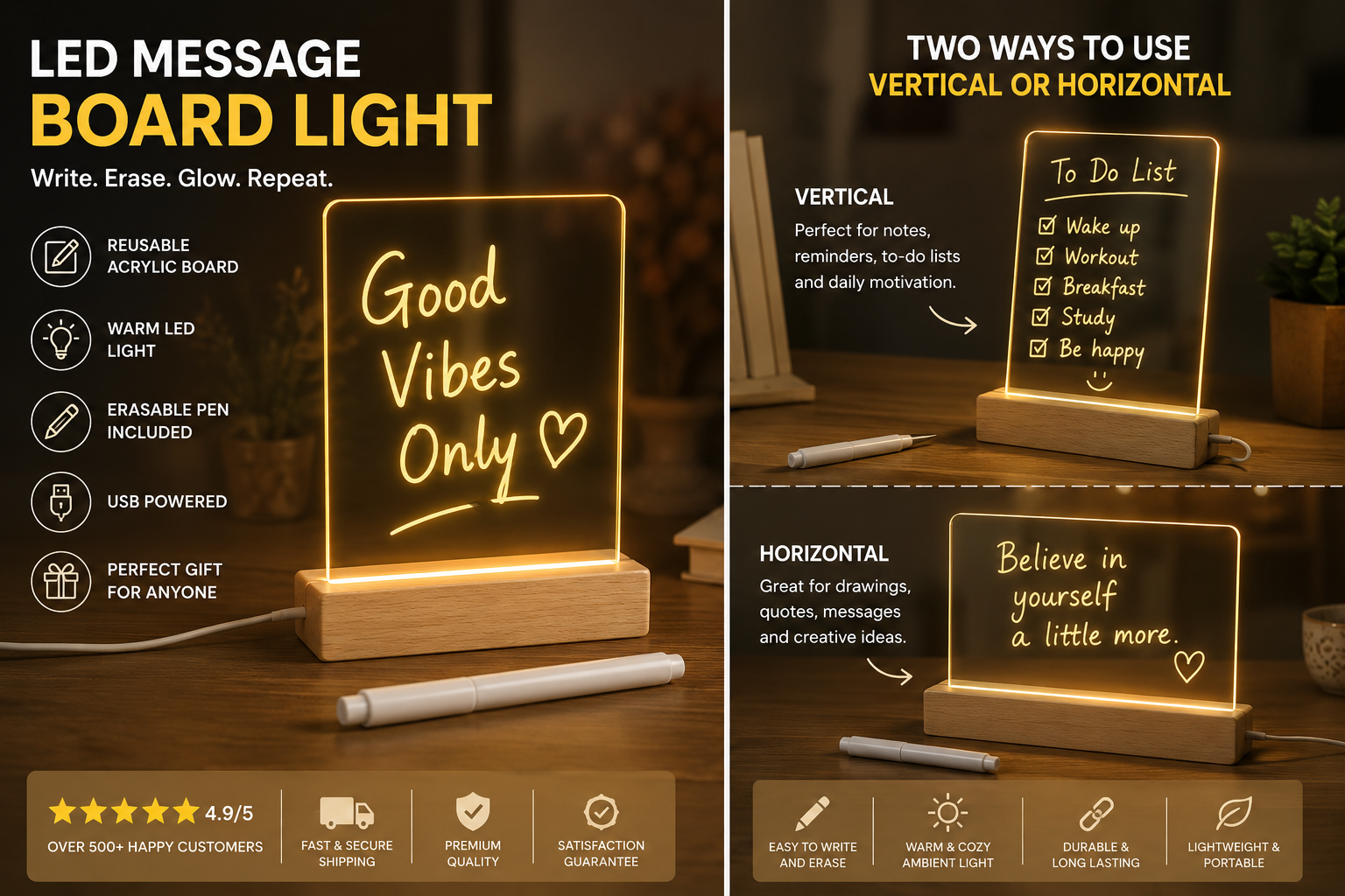 Smart LED Message Board – Write, Glow & Inspire
